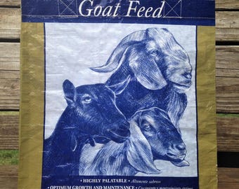 Recycled Feed Bag Tote, reusable tote bag, grocery tote, recycled shopping bag, reusable grocery bag, recycled tote bag, goat, Purina, goats