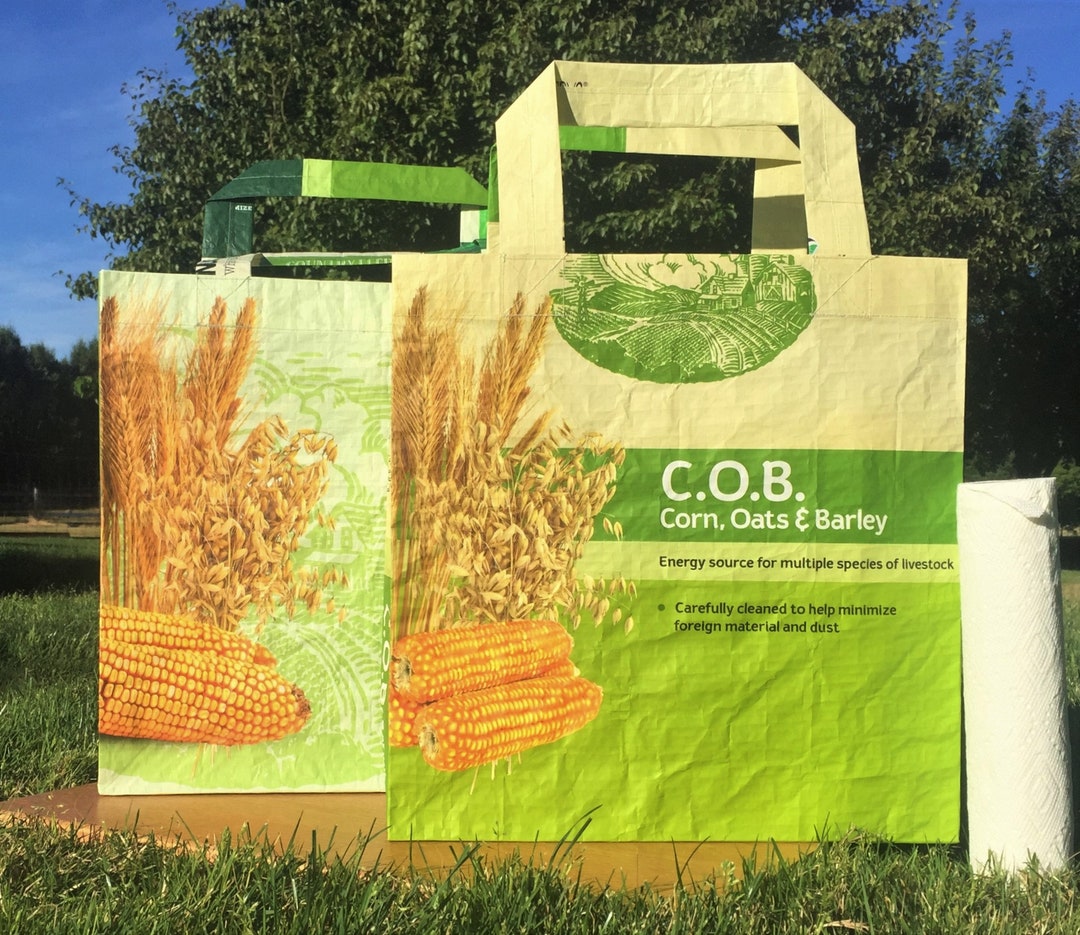 Recycled Feed Bag Tote Reusable Tote Bag Grocery Tote Etsy