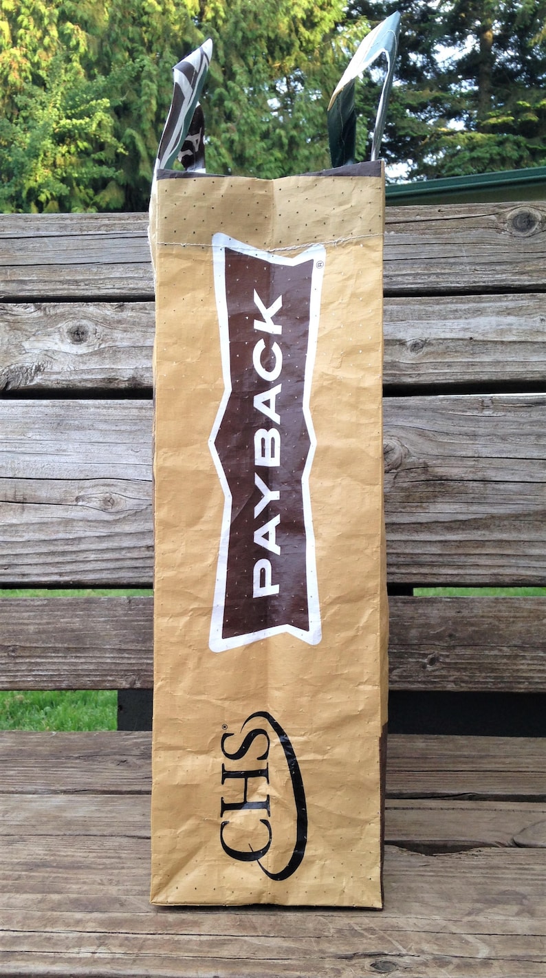 May include: A brown paper bag with a white logo that says "CHS" and a brown and white logo that says "PAYBACK".
