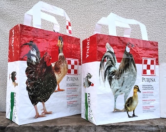 Feed Bag Tote, reusable tote bag, grocery tote, recycled shopping bag, reusable grocery bag, recycled tote bag, upcycled feed bag, Flock