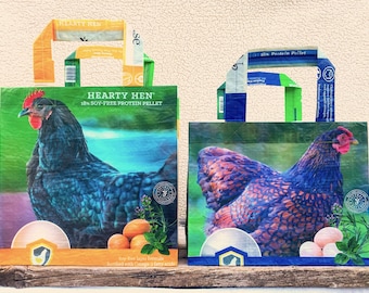 Recycled Feed Bag Tote, grocery tote, recycled shopping bag, reusable grocery bag, recycled tote, upcycled feed bag, chicken tote bag