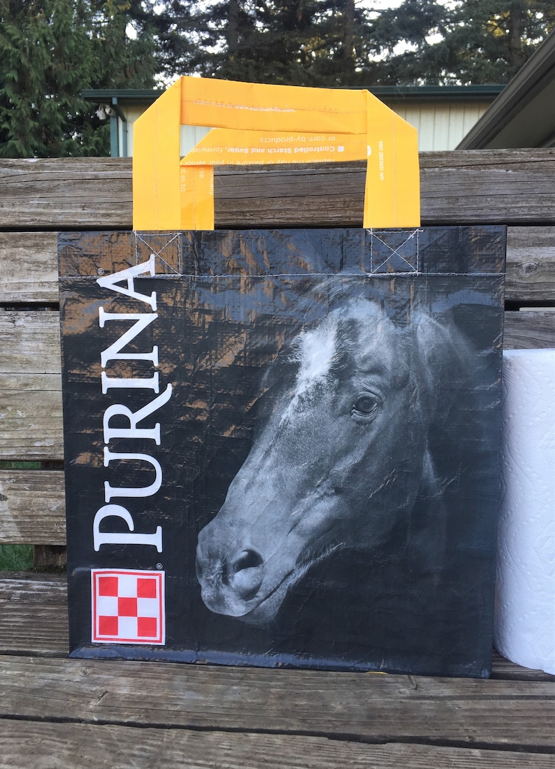 reusable tote bag recycled tote bag grocery tote reusable grocery bag recycled shopping bag Purina horse Recycled Feed Bag Tote