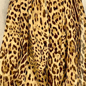 100% Mulberry Silk Chiffon Scarf Golden Brown Leopard Snake Print 60x190cm