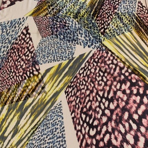 100% Mulberry Silk Scarf | Crepe de Chine | Medium Weight | Leopard Cheetah Animal Print Multi Colours | Hypoallergenic | 65x198cm