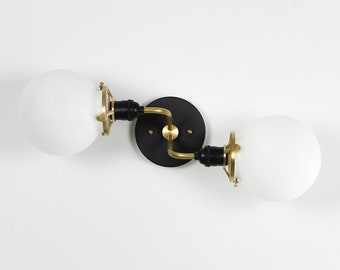 Industrial wall lamp bathroom vanity lighting | Mid century modern wall sconce black and brass | Wall hanging fixture | Modern lighting |