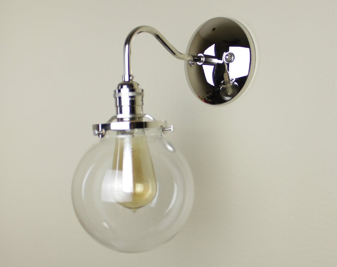 Wall Sconce - 6 Inch Globe - Mid Century - Modern - Industrial - Vanity