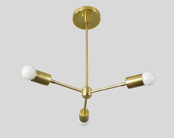 Lámpara de araña moderna de mediados de siglo / Luz de techo Sputnik / Lámpara colgante de 3 luces / Luminaria industrial / Iluminación moderna / MCM