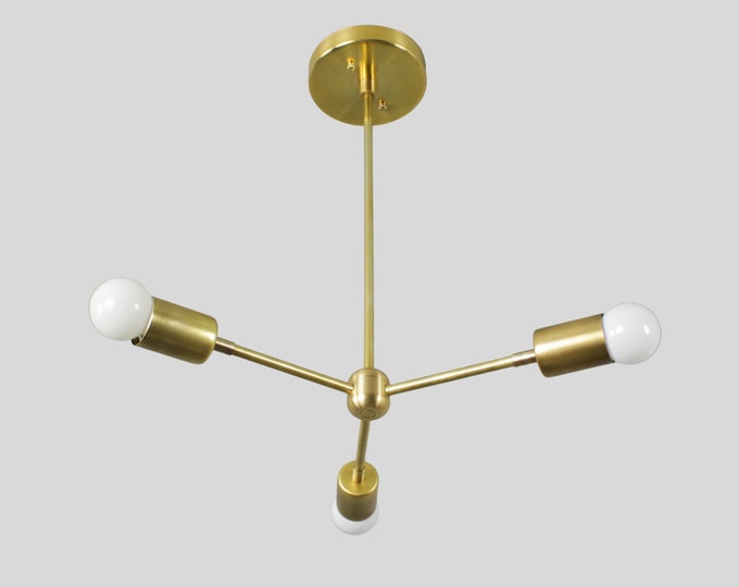 Mid century modern chandelier | Sputnik ceiling light | 3 lights hanging lamp | Industrial light fixture | Modern lighting | MCM