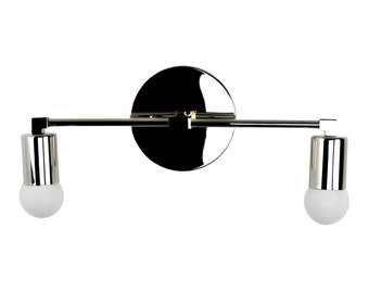 Bathroom Vanity Wall Sconce 2 light - Polished Nickel Mid Century Modern Wall Sconce - Industrial Wall Light - Modern Vanity Lighting Decor