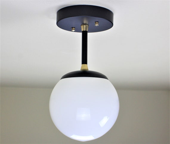 Gold Semi Flush Kitchen Pendant Light Black Pendant Etsy