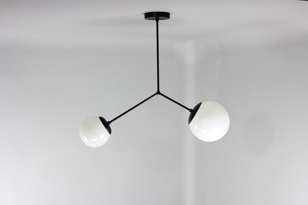 Mid Century Modern Ceiling Light Glass Globe Chandelier Asymmetrical