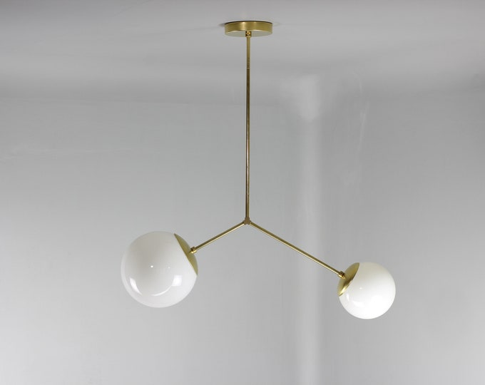Modern Glass Globe  Chandelier | Mid Century Modern Pendant light | Brass Kitchen Island Pendant | Dining Room Ceiling Lighting | MCM