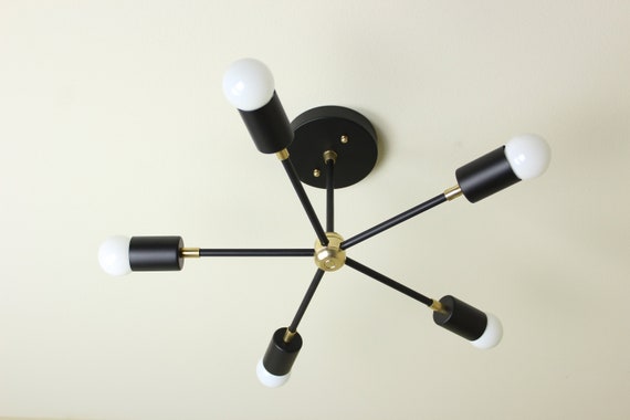 Sputnik Chandelier, Naturous 12 Lights Pendant Lighting, Painted Black Modern Sputnik Light, UL Listed Sputnik Chandelier, Naturous 12 Lights Pendant Lighting, Painted Black Modern Sputnik Light, UL Listed