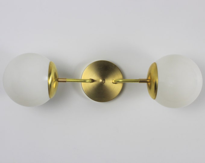 Bathroom vanity light - Modern wall sconce - Brass sconce lights - Mid century modern - Industrial wall lights - 6 inch glass shades