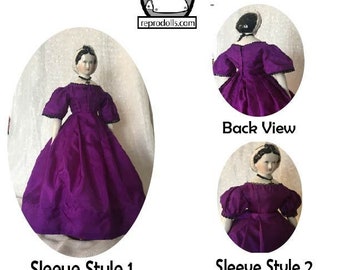 1850s-1860's Ballgown Dress pattern for 18" China Head Doll by ReproDolls.com