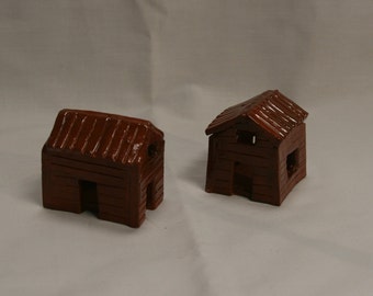 Reproduction Miniature Redware Cabins for Dolls