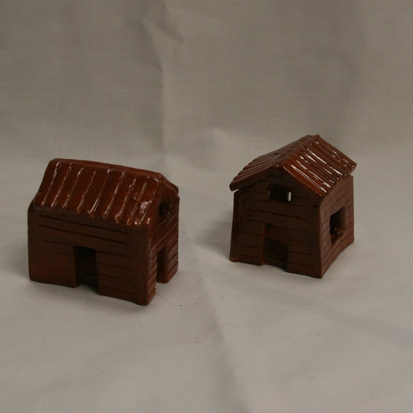 Reproduction Miniature Redware Cabins for Dolls