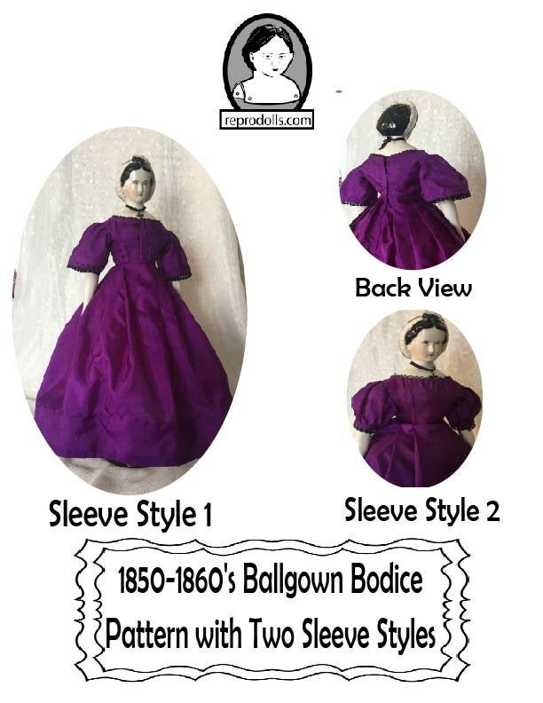 1850s-1860's Ballgown Dress Pattern for 18 China Head Doll by Reprodolls.com - Etsy 1850s-1860-s-ballgown-dress-pattern-for-18-china-head-doll-by-reprodolls-com-etsy