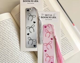Cute Coquette Bows - Metal Bookmark | Pink Coquette Girly Pop | Dark Coquette Goth Girl | Cats Intuition | Book Page Marker Saver