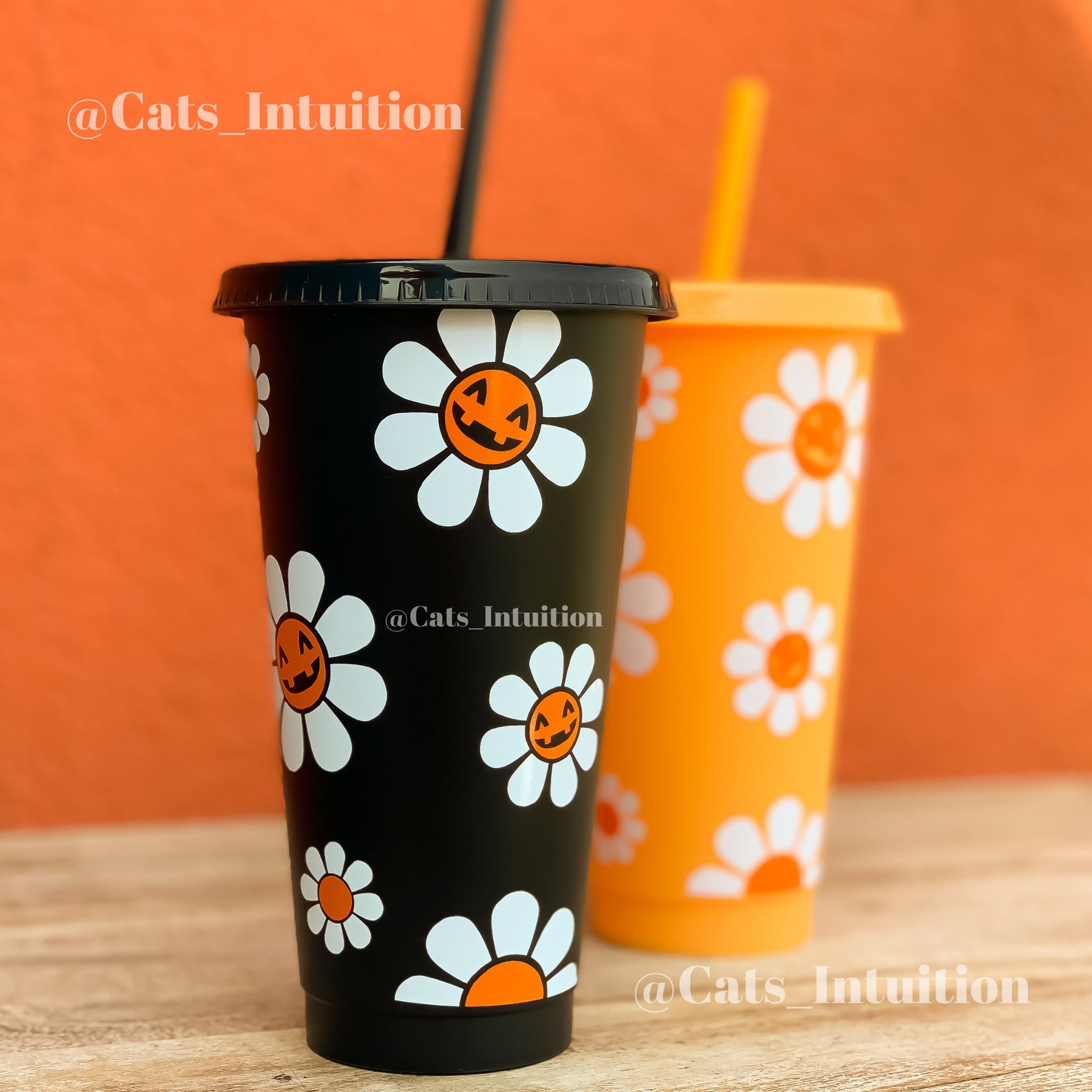 New! Summerween Pumpkin Daisies Summer Tumbler, Halloween Daisy, Pers…