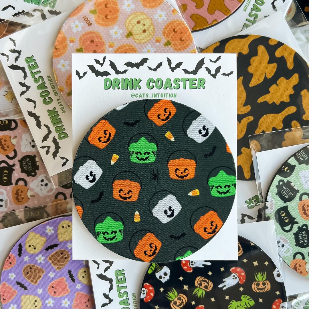Boo Buckets (dark Green) - Drink Coaster - Etsy