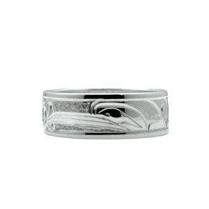 Hummingbird Ring in Sterling Silver by First Nations Artist Cristiano Matilpi, 1/4 &quot; wide