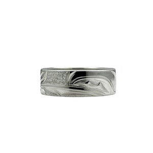 Hummingbird and Flower Ring in Sterling Silver by First Nations Artist Cristiano Matilpi, 1/4 &quot; wide