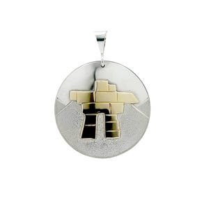 Inuksuk Pendant in Gold and Silver by artist Brett Borrie
