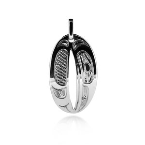 Raven Pendant in Sterling Silver, Hand Carved by First Nations Artist Robert Cross