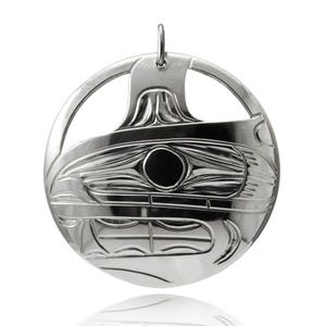 Orca Circle Pendant in Sterling Silver, by First Nations artist Harold Alfred