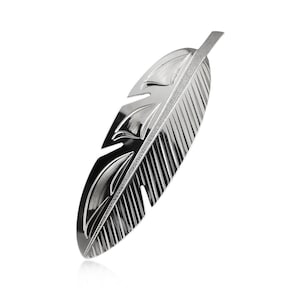 Feather Pendant in Sterling Silver, Hand Engraved by the Artist Brett Borrie