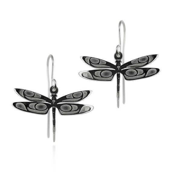 Orecchini Libellula In Argento Sterling 925 Con Tormalina Sfumata Blu-Verde - 3
