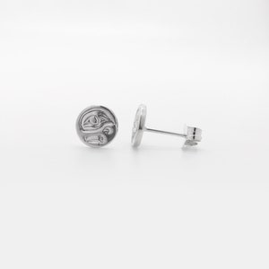 Round Eagle Stud Earrings in Sterling Silver by First Nations Artist Carrie Matilpi