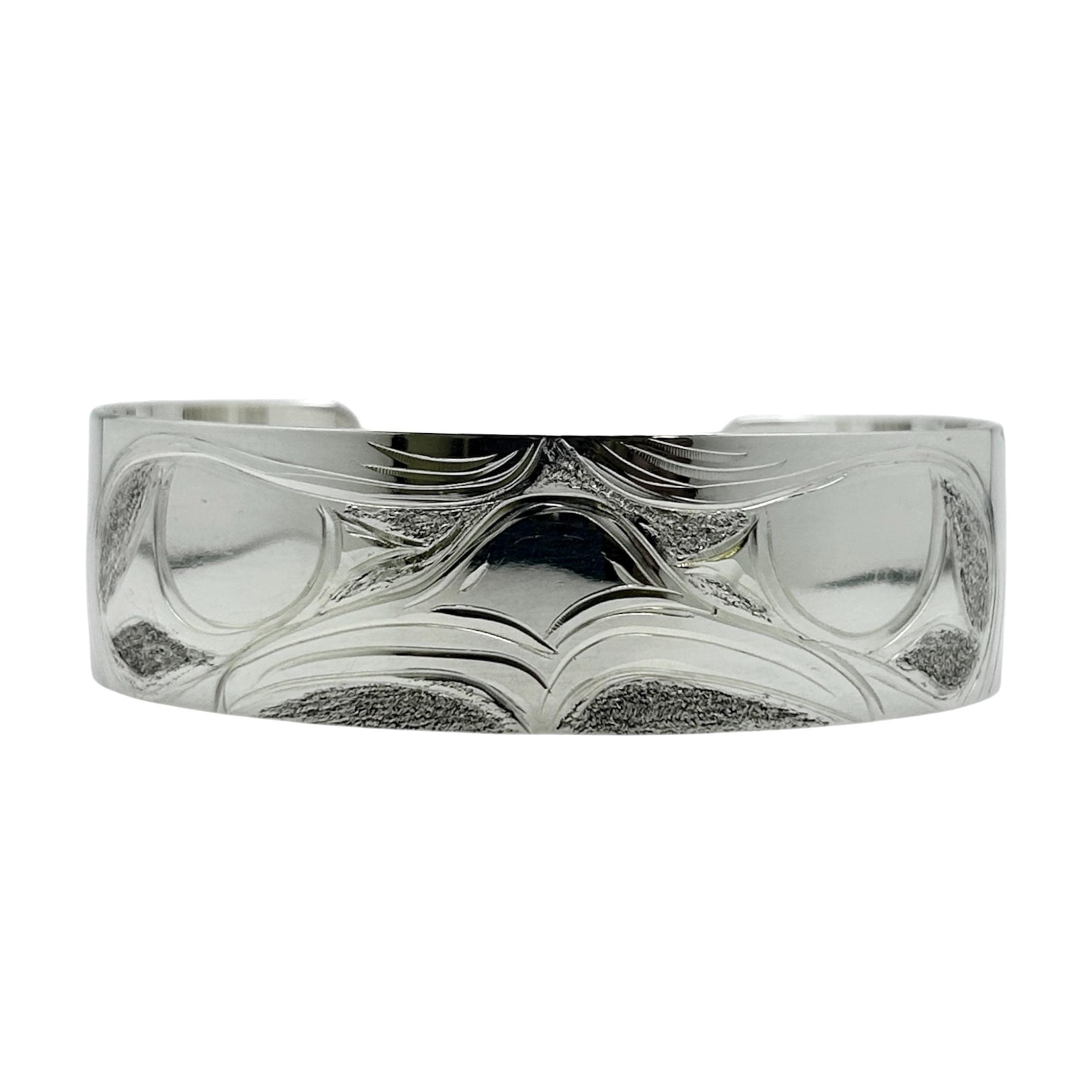 Owl Cuff Bracelet in Sterling Silver by First Nations artist Cristiano B Matilpi