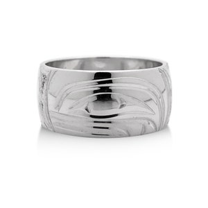 Orca Ring in Sterling Silver by First Nations Artist Cristiano Matilpi, 3/8 &quot; wide