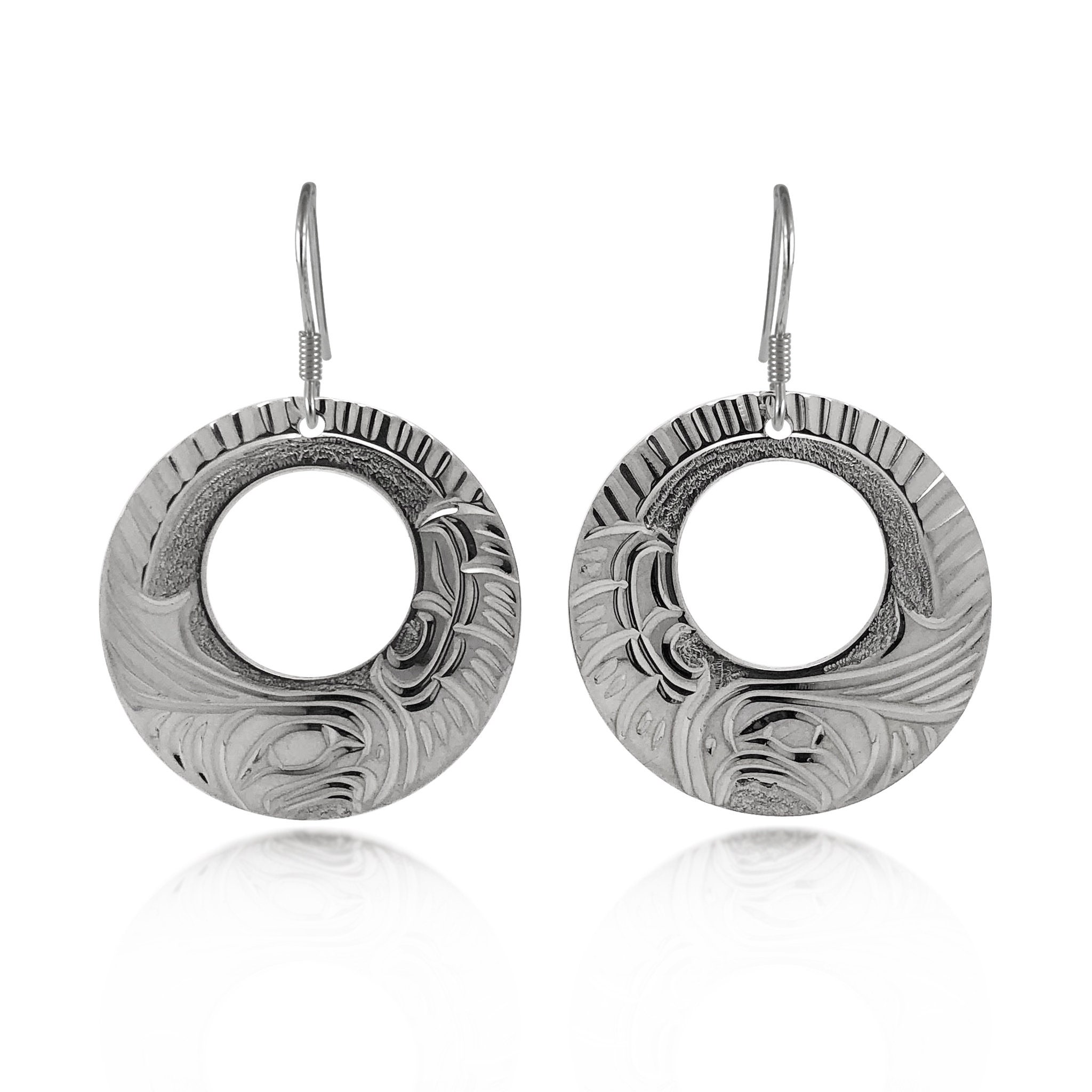 Owl Circle Earrings in Sterling Silver by First Nations artist Cristiano B Matilpi