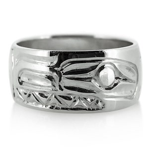 Wasco Silver Band Ring, Hand Engraved by First Nations Artist Robert Cross