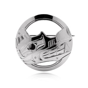 Wolf Brooch in Sterling Silver by First Nations artist Harold Alfred