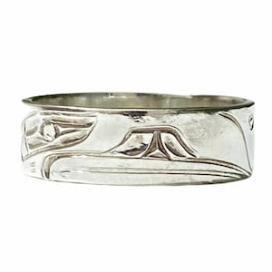 Raven Ring by First Nations Artist Harold Alfred, Sterling Silver, Hand Engraved, Band Ring