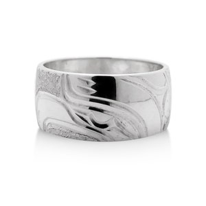 Eagle Ring in Sterling Silver by First Nations Artist Cristiano Matilpi, 3/8 &quot; wide