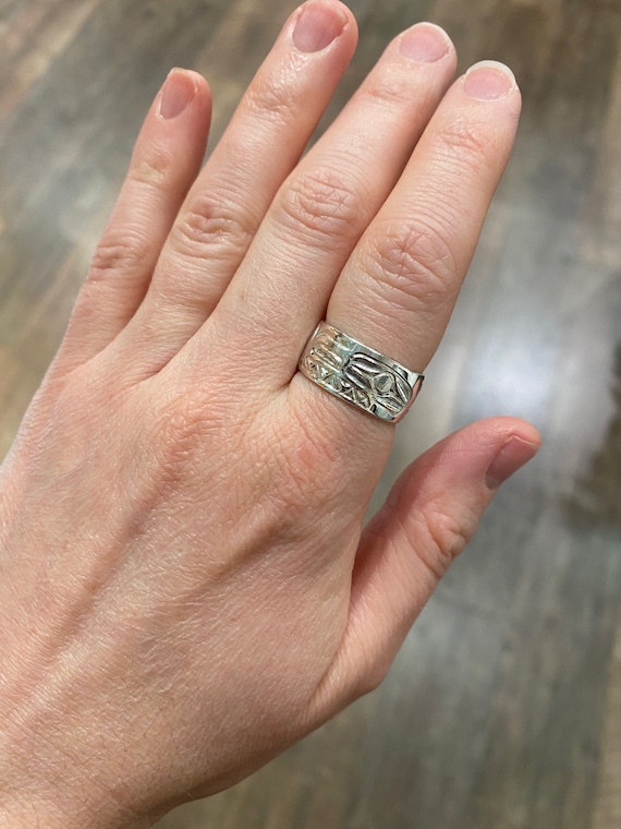 Wasco Silver Band Ring, Hand Engraved by First Nations