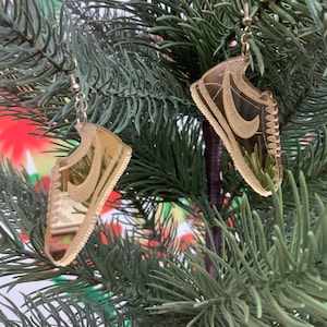 Nike Cortez gold mirror acrylic earrings app. 1.5”