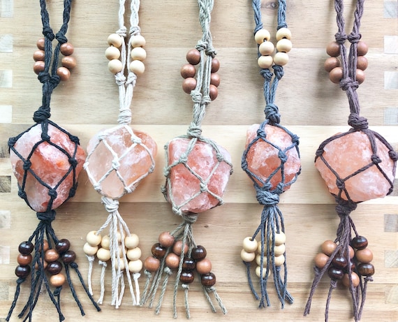 Himalayan Salt Crystal Hemp Macrame Car 