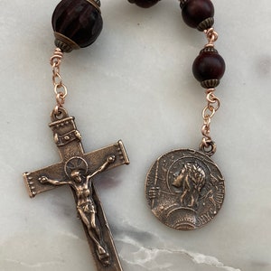 Three Hail Mary Chaplet - Saint Joan of Arc - Wood and Bronze CeCeAgnes