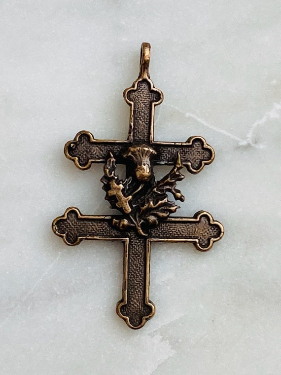 フランスアンティークꕤミゼルとロザリオꕤクロス Cross of Lorraine - Bronze - 1277 Ceceagnes Rosary Parts - Etsy