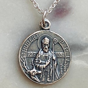 Sterling Silver Saint Hubert Patron of Hunters Necklace