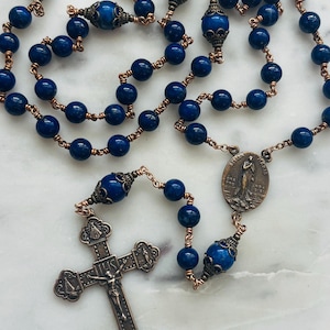 Blue Lapis Rosary - Bronze - Stella Maris - Lapis Gemstones