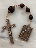 Three Hail Mary Chaplet - Saint Francis - Wood and Bronze CeCeAgnes