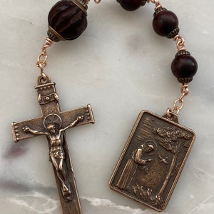 Three Hail Mary Chaplet - Saint Francis - Wood and Bronze CeCeAgnes