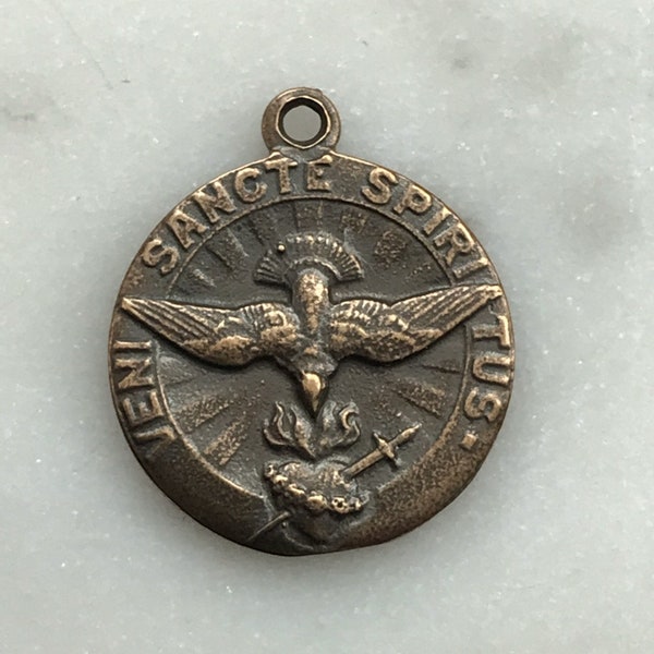 Holy Spirit Medal - Sacred Heart - Bronze or Sterling Silver - Antique Reproduction 1336 CeCeAgnes